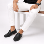 Men’s classic black leather loafers