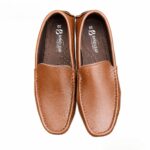 Brown leather slip-on shoes for men