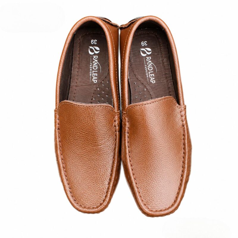 Brown leather slip-on shoes for men